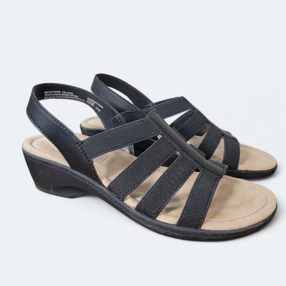 St. John's Bay Black Stretchy Straps Slip On Sandals Size 8 - Picture 3 of 17